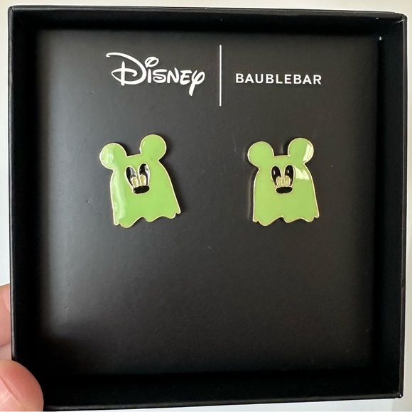 BaubleBar Jewelry - BaubleBar Disney ghost Mickey Neon Green Ghost Earrings